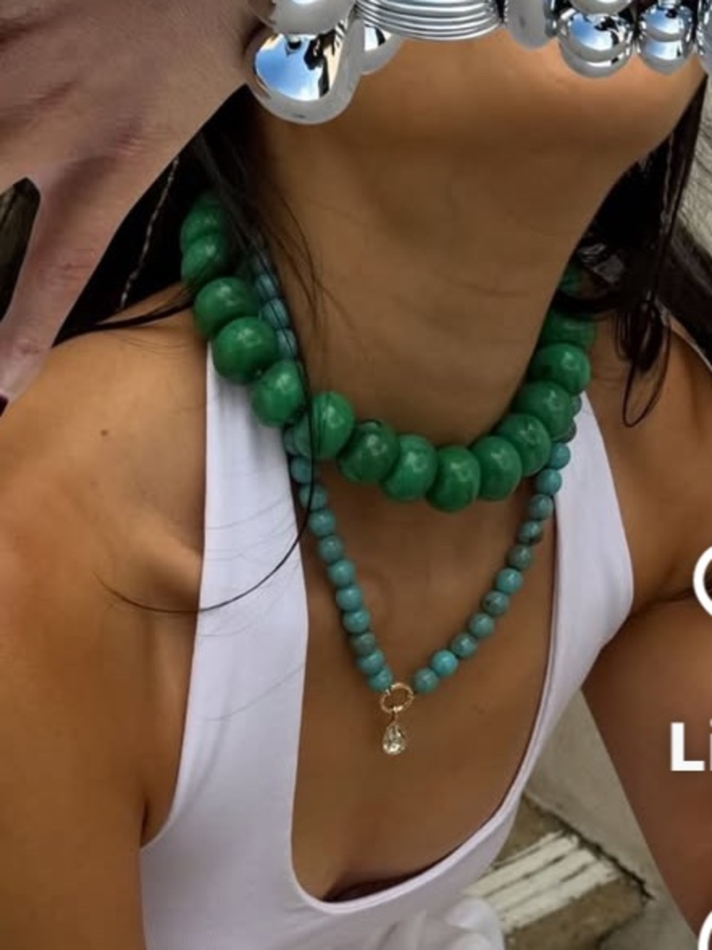 Vintage Coro Green Chunky Beaded Adjustable Necklace